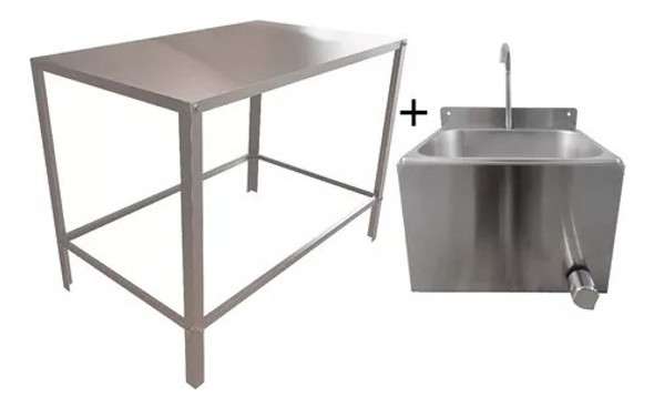 Kit Pia Aço Inox Com Mesa Inox Para Banho E Tosa 1 Kit Pia Aço Inox Com Mesa Inox Para Banho E Tosa 1