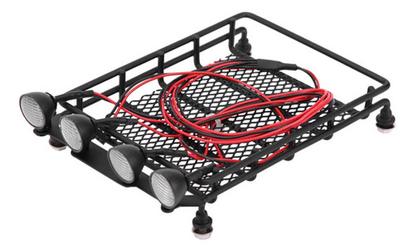 Suporte De Bagagem Rc Accessory Roof Rack Com Luzes Led Redo 1