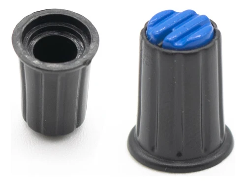 2 Perillas Potenciometro Azul 12mm Alto X 16mm Estriado 0