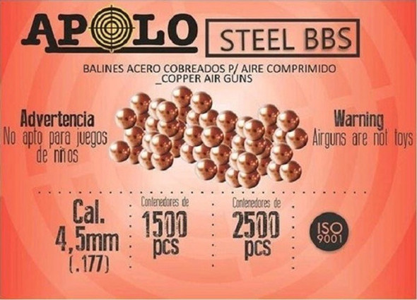 Balines Apolo Bbs 4,5 X1500 Acero Esfericos Cobreados. 1