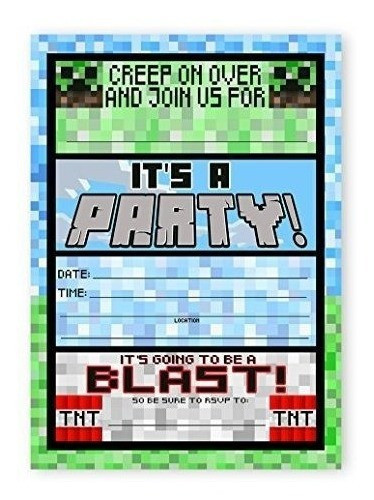 Invitaciones Grandes De Pixel Party 12 Invitaciones 12 Sobre 0
