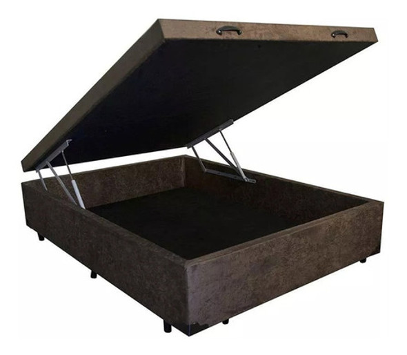 Cama Box Baú Solteirão Suede Marrom - 96x203x40 0