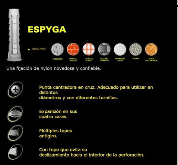 Tarugos Espyga 100% Nylon Bolsa 6mm X 100 Unidades 1