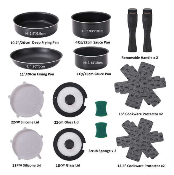 Xeeyaya Juego De Utensilios De Cocina Con Mango Extraíble . 1 Xeeyaya Juego De Utensilios De Cocina Con Mango Extraíble . 1