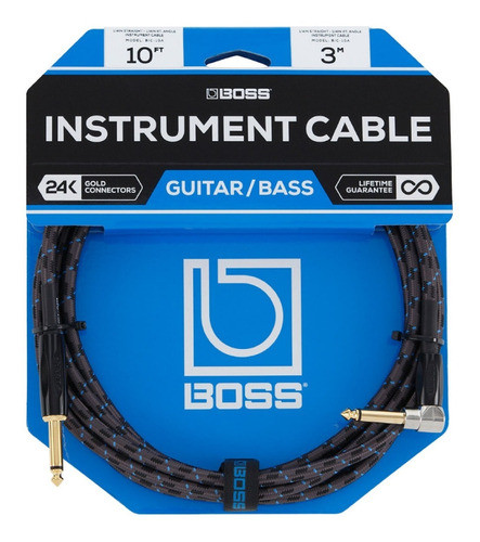 Cable 1/4-1/4 De 3 Metros Boss Bic10a  En Ángulo 0