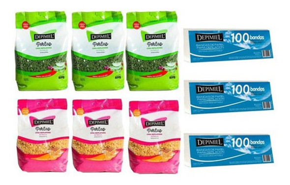 6 Ceras Depilatorias Perlas Depimiel X800gr + 300 Bandas 0