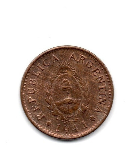 Moneda Argentina 1 Centavo Año 1941 Cobre Ex+ 0