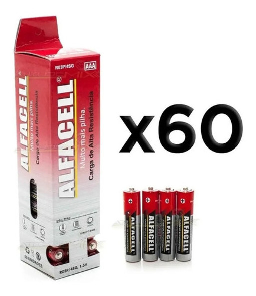 Pilha Alfacell Comum Aaa Palito Caixa Com 60 Pilhas Original 0