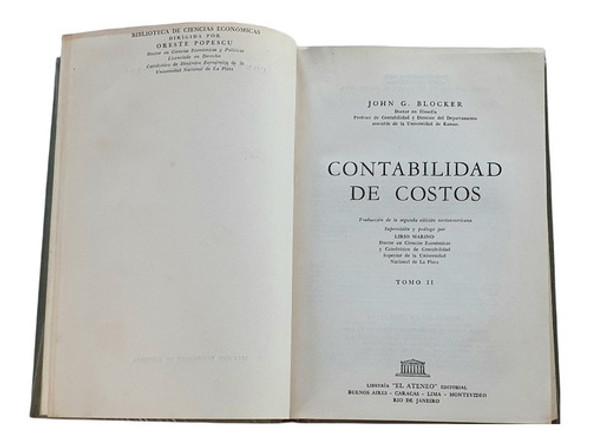 Contabilidad De Costos, Tomo 2 John Blocker 0
