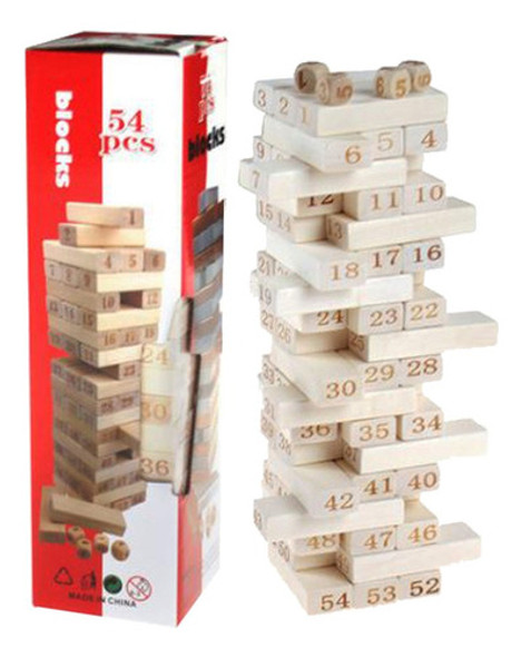 Jenga Yenga De Madera Con Números 0