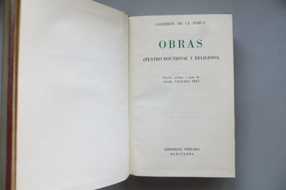 Obras Calderón De La Barca Ed Vergara 1965 Teatro Doctrinal 1