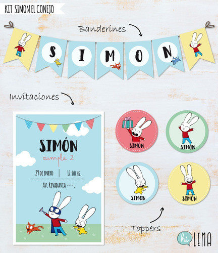 Kit Imprimible Simón El Conejo Deco + Candy Bar 1