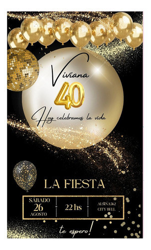 Invitación Digital Tarjeta Adultos Numero Dorado P/ Whatsapp 1