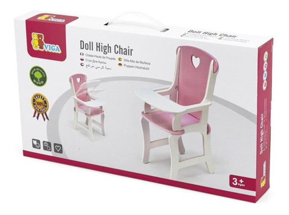 Silla De Muñecas De Madera  Rosada Para Niños - Viga 0