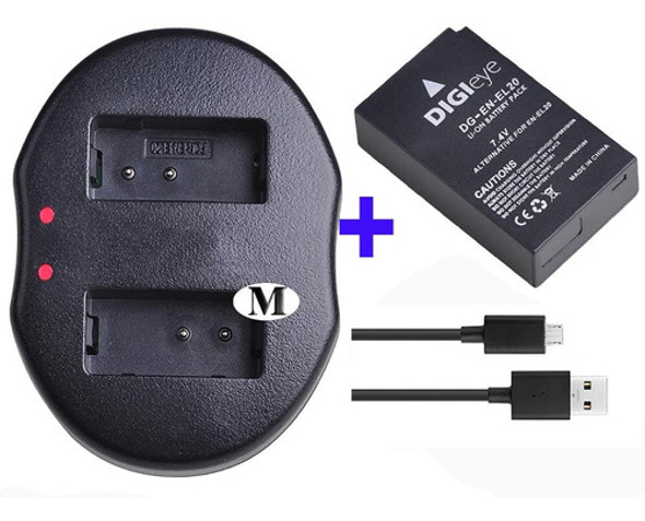 Cargador + Bateria P/ Nikon En-el20 P1000 A1 Aw1 J1 J2 J3 S1 0