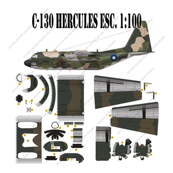 C 130 Hercules Escala 1.100 Papercraft Sencillo 0