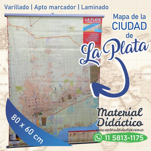 Mapa Ciudad De La Plata 80x60cm Plastificado Y Laminado 1