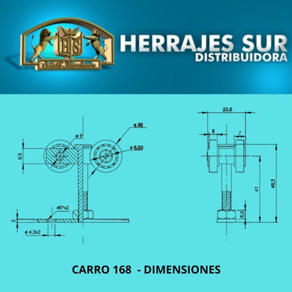 Carro 168 Nylon 60 Kgs Corredizo Riel 168 Colgante X Un 1