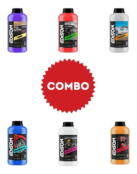 Kit Lavado Auto / Moto Premium Con 6 Productos Edison 1