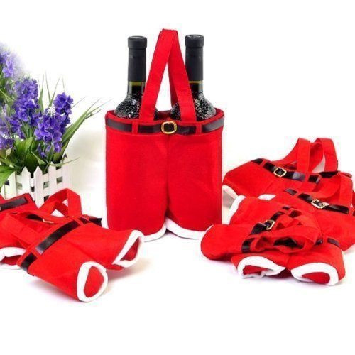 2pc Santa Pantalones Botellero Bolsas Regalo Almacenamiento 0