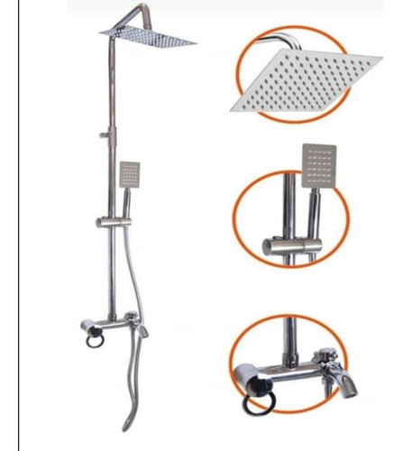Columna De Ducha Monocomando Con Duchador Mano Caño Exterior 0
