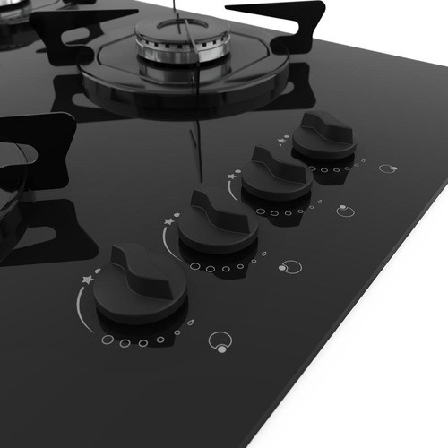 Cooktop 4 Bocas Fogatti Preto Mesa Em Vidro Esmaltado 1
