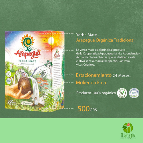 Yerba Mate Arapeguá Orgánica Y Biodinamica 20 Unid Premiun 1