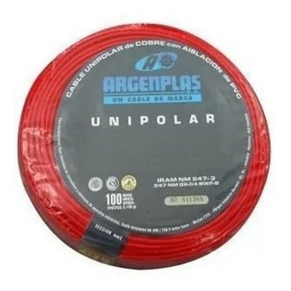 Cable Unipolar 6mm2 Pvc Rojo Argenplas Normalizado (x Metro) 1 Cable Unipolar 6mm2 Pvc Rojo Argenplas Normalizado (x Metro) 1