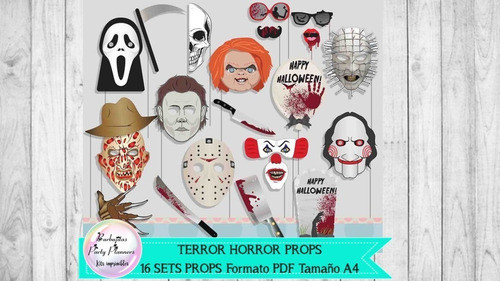 Terror  It Chucky Photo Booth Props X 16 Formato Pdf A4 1