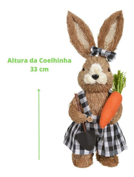 Decoração Casal Sr. Sra Coelho De Páscoa Sisal 33 Cm Chees 1