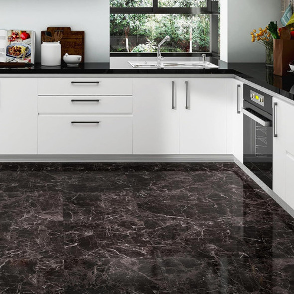 Piso Vinilico Autoadhesivo Cuadrado Marmol Negro Texturizado 1