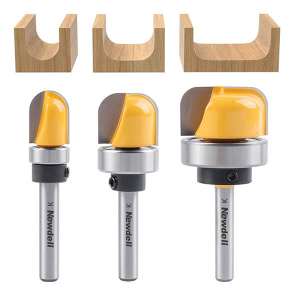 Router Newdeli De 3 Bits Con Mango De 6 Mm Para Madera 0