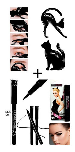 Kit Set De Maquillaje Delineador Fibron + Cat Line Stencil 1