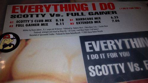 Scotty Vs Full Gainer Everything I Do Vinilo Picture Germany 1