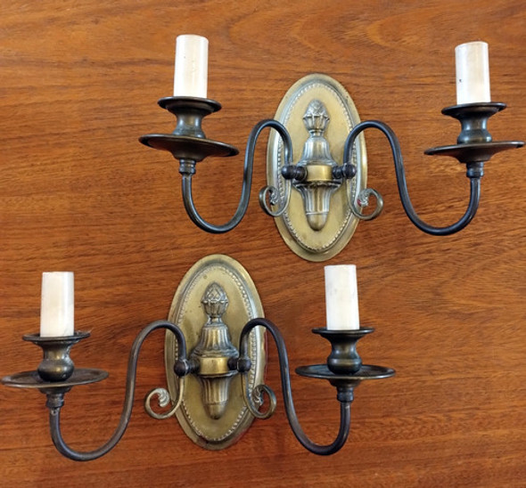 Par De Apliques Antiguos Bronce 2 Luces 0