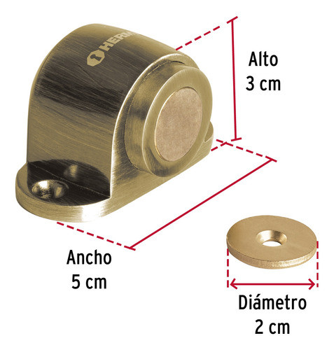 Tope Magnético Para Puerta Hermex Toma-2 Bronce Antiguo 1