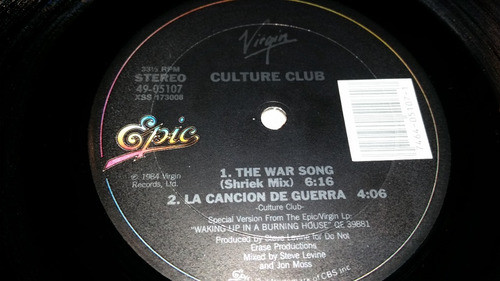 Culture Club War Song (ultimate Dance Mix) Vinilo Maxi Usa 1