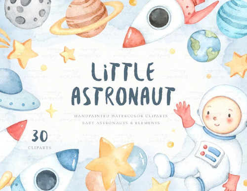 Kit Imagenes Png Cliparts Astronauta Espacio Acuarela Es34 0