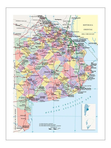 Lamina Fine Art Mapa Politico Buenos Aires 39x50 M Y C 0