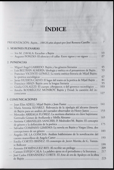 Bajtín Y La Literatura. Actas Del Iv Seminario Int. 49n 417 1