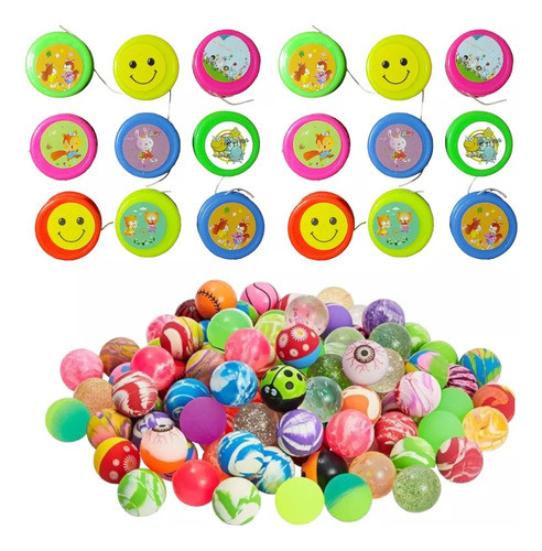 Combo Juguetes Souvenir Mini Yoyo Y Pelotas Saltarinas X40 0