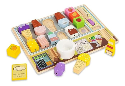 Woodenfun Juego De Helados De Simulación Para 0