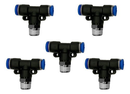 Conector Tee Neumático Rosca 3/8 - P/tubo 12mm X5u 0