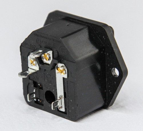 Conector Plug Interlock 3p C14 Chasis Porta Fusible X 2 Htec 1