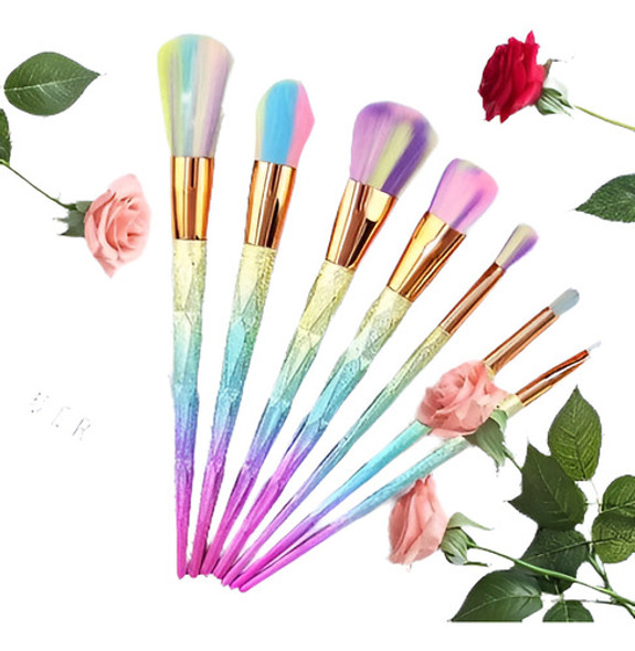 Unicornio Kabuki Maquillaje Cepillo Conjunto Cosméticos Fund 0