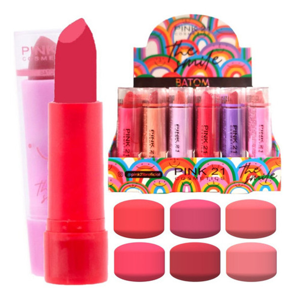 24 Batom Soft Matte Smile Cs4351 Pink 21 Atacado Sj 0