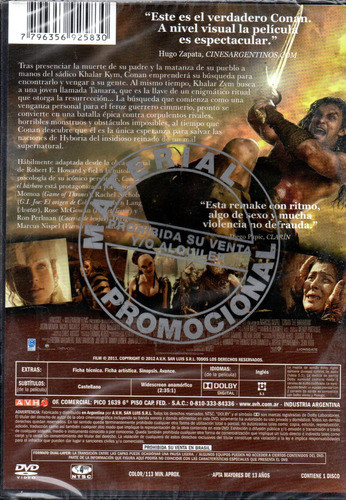 Conan El Bárbaro (leer) - Dvd Nuevo Original Cerrado - Mcbmi 1
