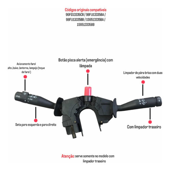 Chave De Seta Farol Limpador Ford Ecosport 2008 2009 2010 1