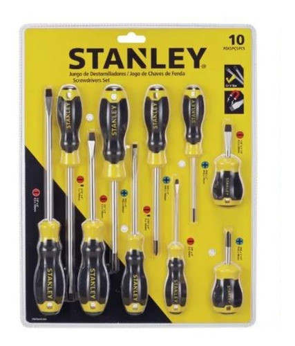 Juego 10 Destornilladores Stanley Stmt --roll Steel-- 0