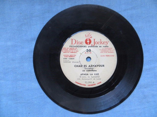 Charles Aznavour Apaga La Luz + Jerusalem Simple Vinilo 0